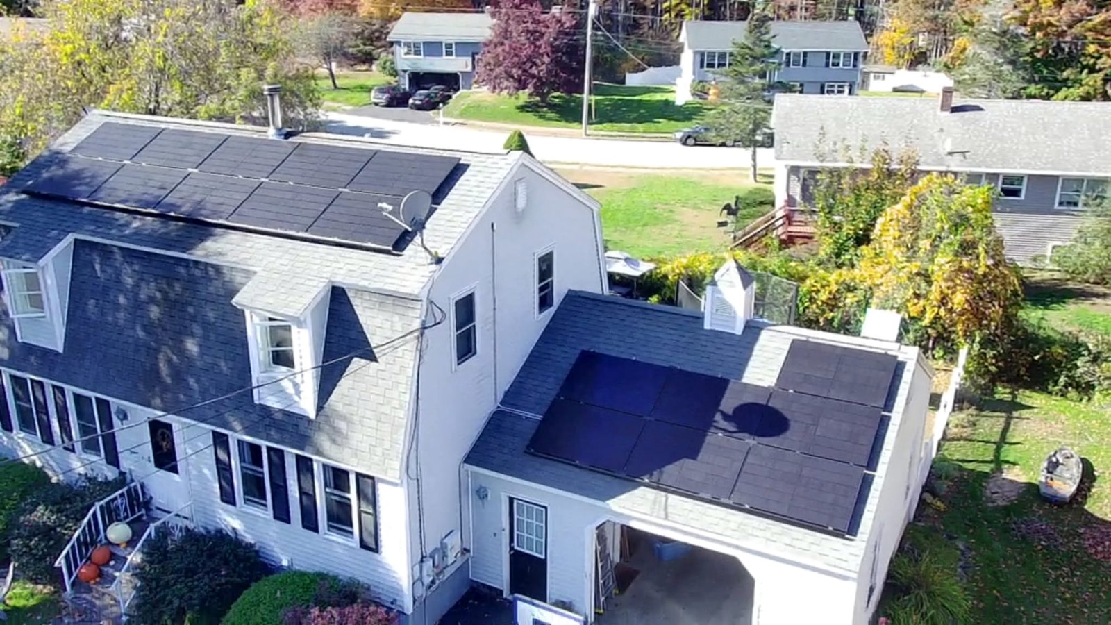 Residential solar installation on New England home
